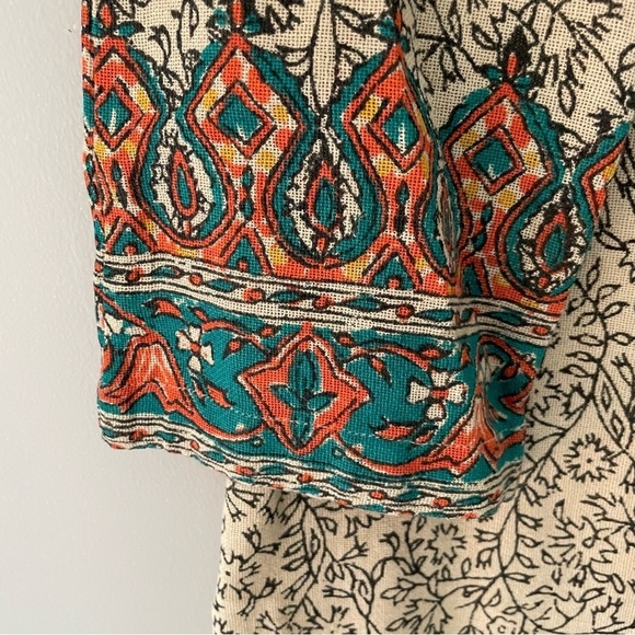 Lucky Dashiki Shift Dress V-Neck 3/4 Sleeves Embroidered Beaded Boho Sz S - Picture 6 of 11